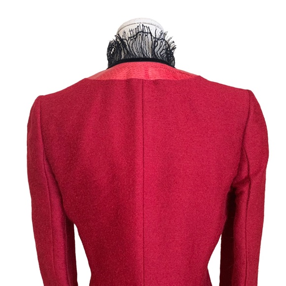 Rare Vintage 90s Richard Tyler Couture Red Snake Velvet Wool Lace Coat - Picture 8 of 16
